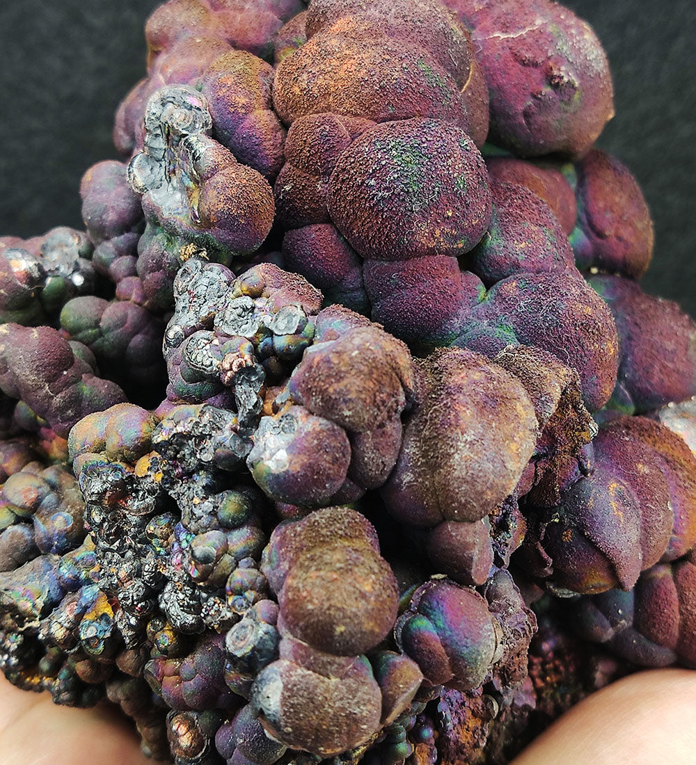 Goethite shape similar:Kyoho grape | 1.5 kg Big ornaments | Top premium rare Iridescent Goethite, Turgite, Hematite, Iridescent | COLOUR:violet-red , Silver| 100% natural color |