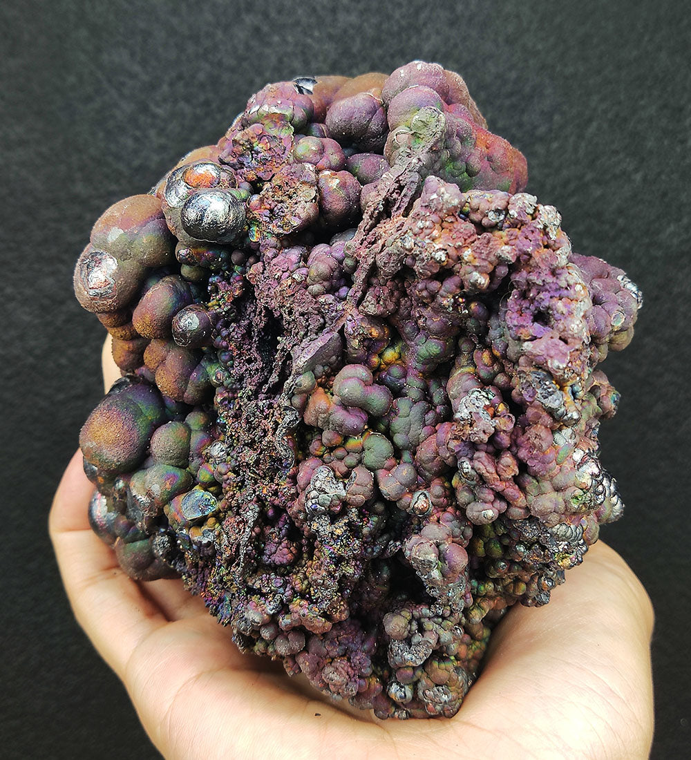 Goethite shape similar:Kyoho grape | 1.5 kg Big ornaments | Top premium rare Iridescent Goethite, Turgite, Hematite, Iridescent | COLOUR:violet-red , Silver| 100% natural color |