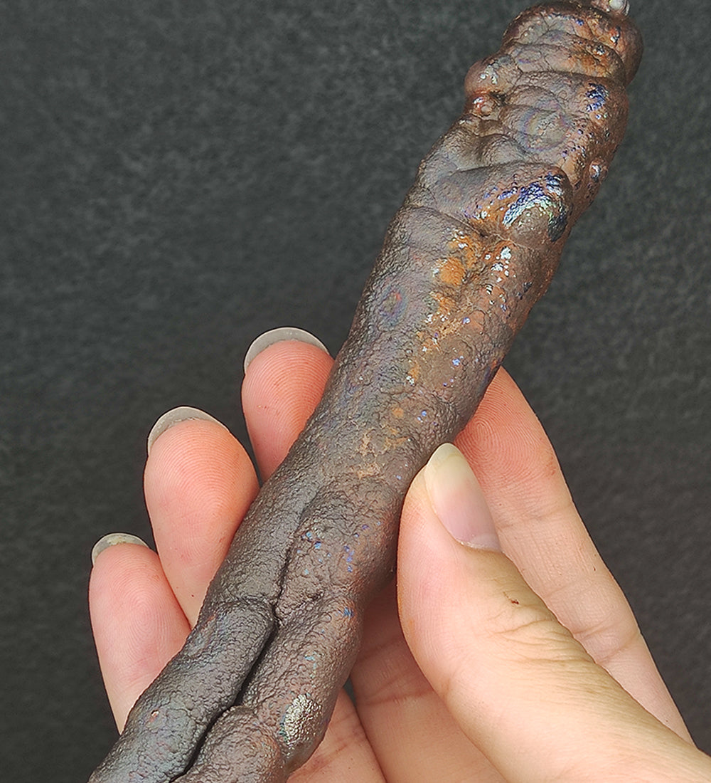 | Goethite Pillar(15.5cm) | Top premium rare Iridescent Goethite, Turgite, Hematite, Iridescent | COLOUR: Silver, Blue | 100% natural color |