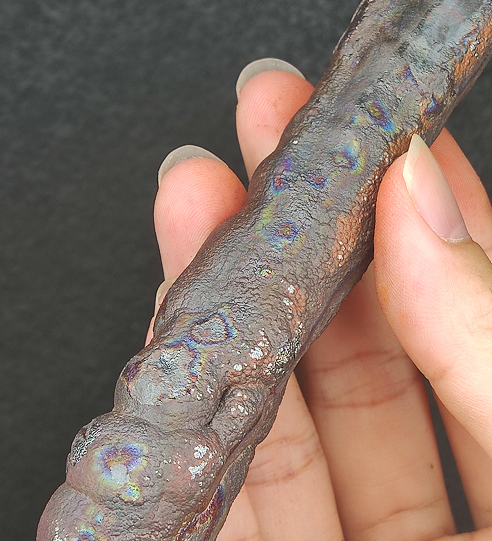 | Goethite Pillar(15.5cm) | Top premium rare Iridescent Goethite, Turgite, Hematite, Iridescent | COLOUR: Silver, Blue | 100% natural color |