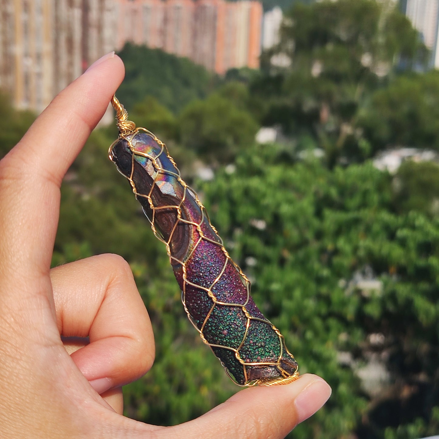 彩虹色 頂級 大佛系 亞嚕家大佛柱吊墜 力泥活石 膽料