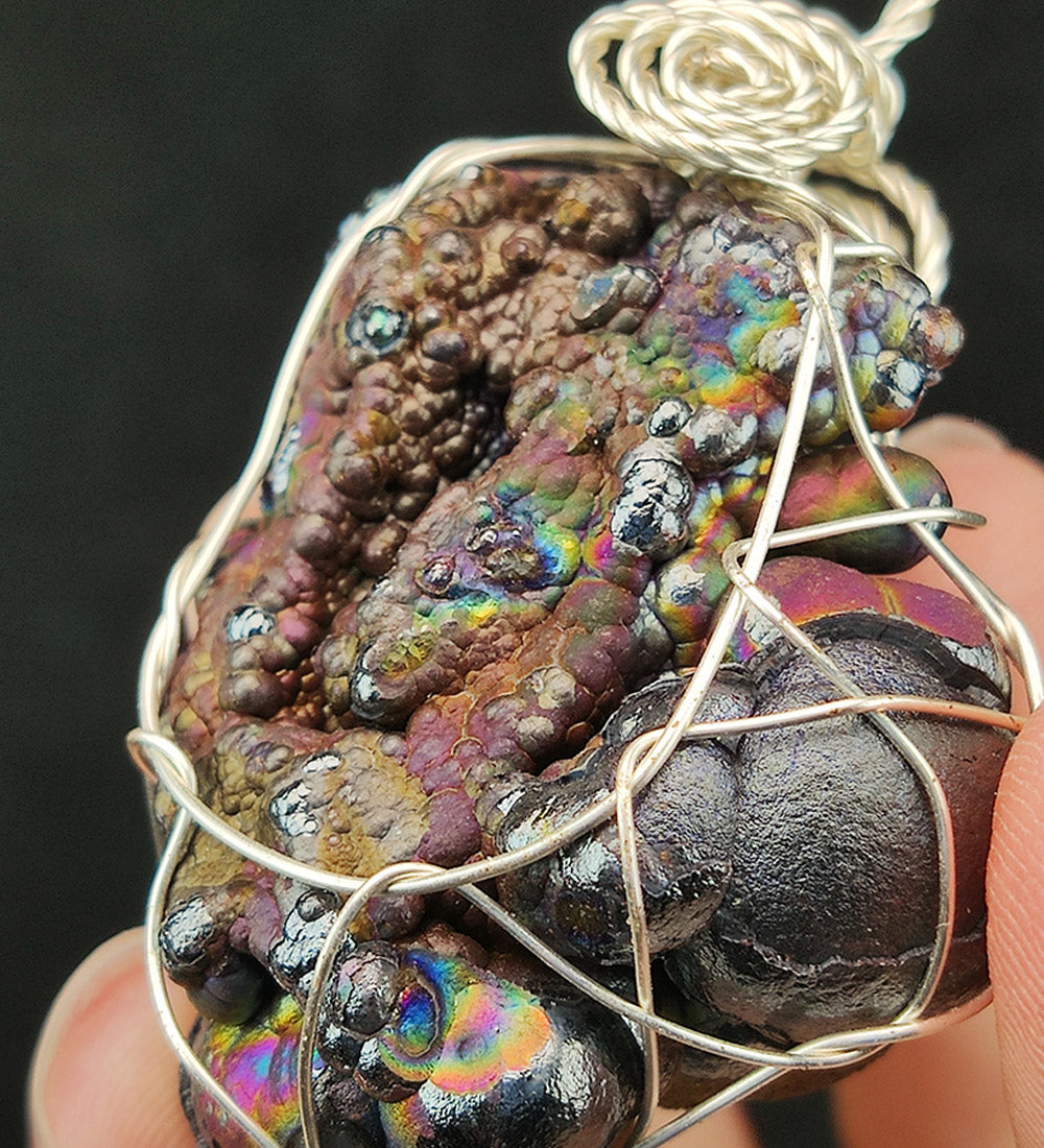 | Goethite Pendant Copper Wire Wrapped Gemstone Pendant | COLOUR: Silver, Gold, Red | 100% natural color |