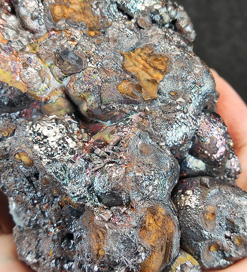 | Top premium rare Iridescent Goethite, Turgite, Hematite, Iridescent | COLOUR: Gold, Green,Blue, Silver, Turgite with Blue Calcite | 100% natural color |
