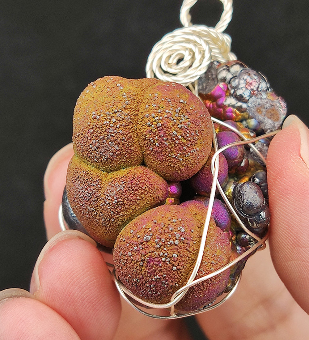 | Goethite Pendant Copper Wire Wrapped Gemstone Pendant | COLOUR: Silver, Gold, Red | 100% natural color |
