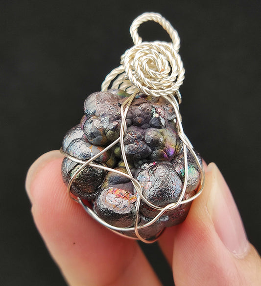 | Goethite Pendant Copper Wire Wrapped Gemstone Pendant | COLOUR: Silver, Green, Purple | 100% natural color |