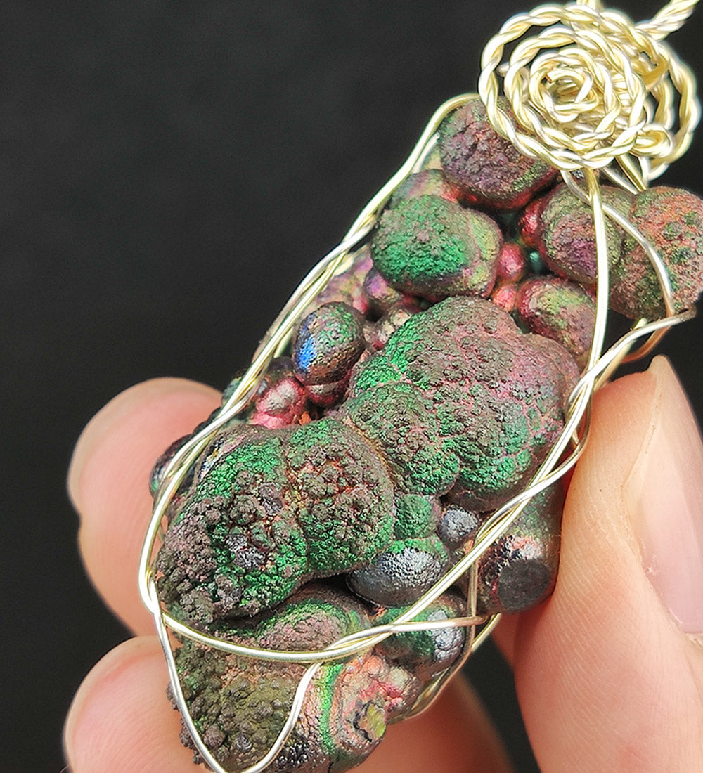 | Goethite Pillar(4cm) | Goethite Pendant Copper Wire Wrapped Gemstone Pendant | COLOUR: green, pink, gold| 100% natural color |