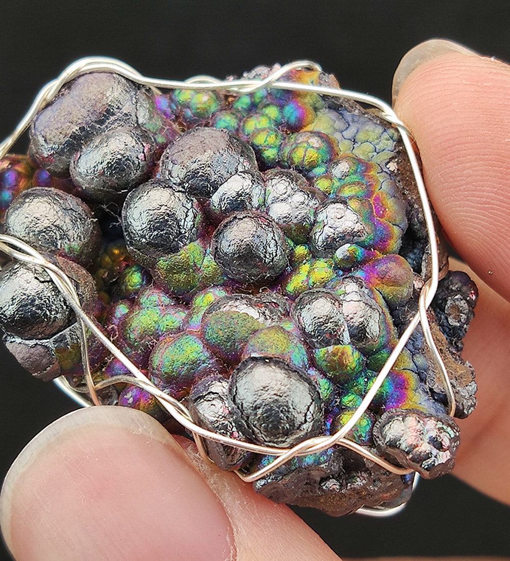 | Goethite Pendant Copper Wire Wrapped Gemstone Pendant | COLOUR: Red, Green, Silver, Purple, Blue| 100% natural color |