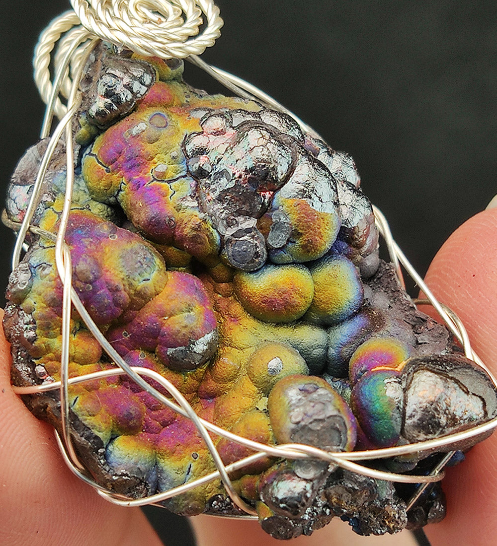 | Goethite Pendant Copper Wire Wrapped Gemstone Pendant | COLOUR: Red, Green, Silver, Purple, Blue| 100% natural color |