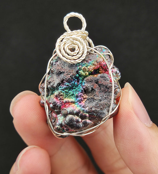"Top Grade" Pink Rainbow Big Buddha Bead Pendant (2.5cm) | Rare Core Specimen | Pink-Green-Purple-Silver Resonance | Attraction & Protection Pillar | Includes HARUKA Wood Stand