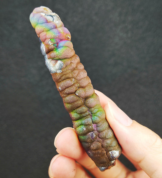 | Goethite Pillar(8.5cm) | Goethite Pendant Copper Wire Wrapped Gemstone Pendant | COLOUR: Purple x Silver x Green| 100% natural color |