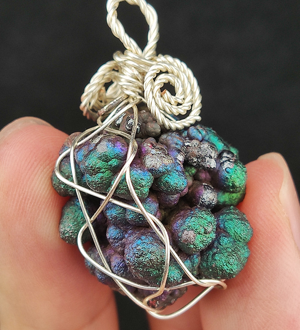 | Goethite Pendant Copper Wire Wrapped Gemstone Pendant | COLOUR: green, silver, purple | 100% natural color |