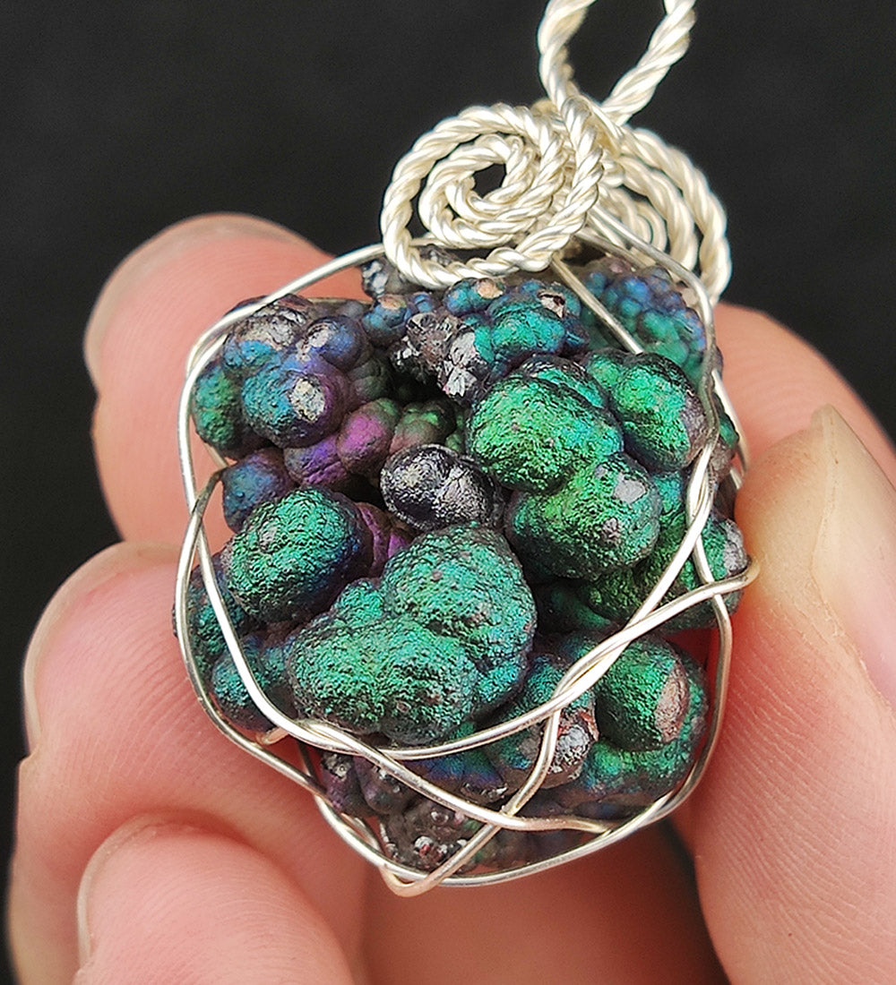 | Goethite Pendant Copper Wire Wrapped Gemstone Pendant | COLOUR: green, silver, purple | 100% natural color |