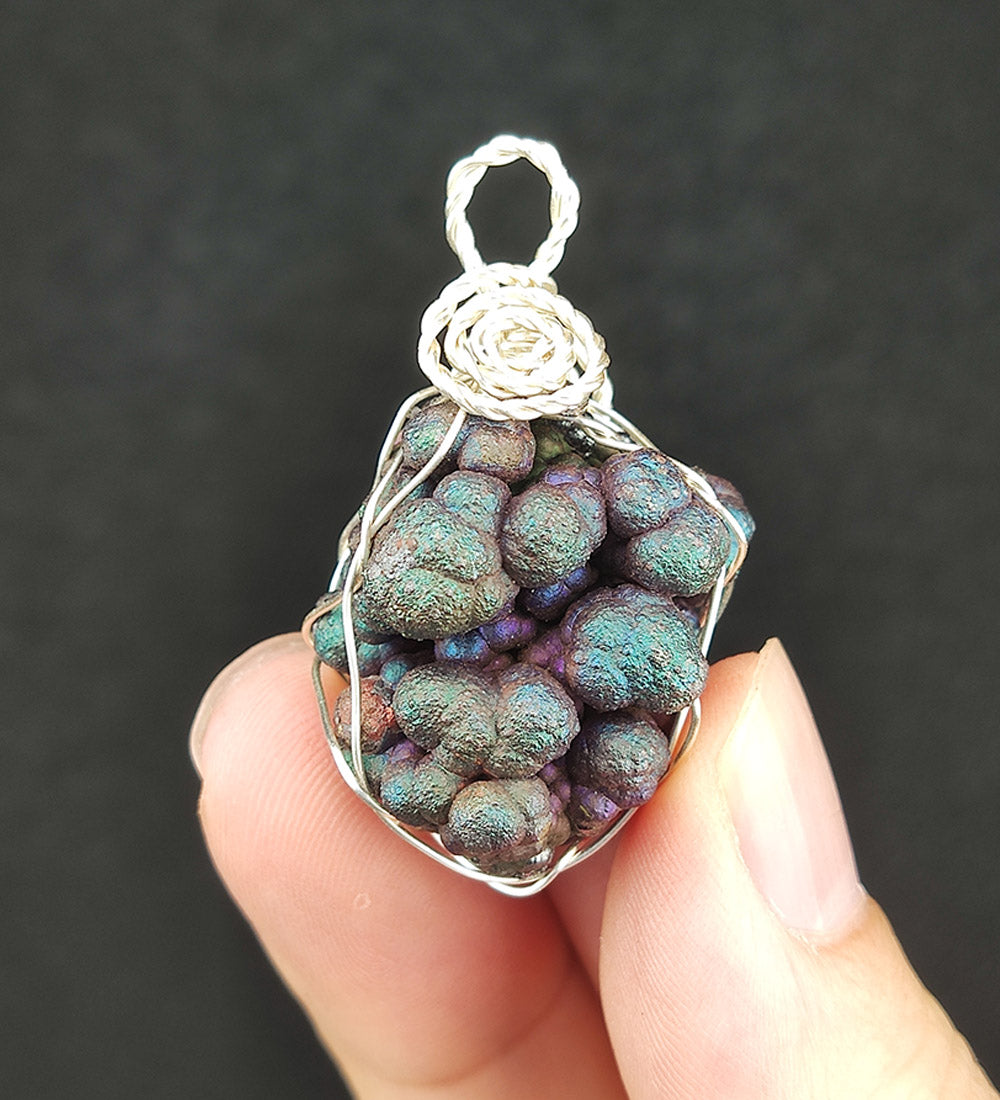 | Goethite Pendant Copper Wire Wrapped Gemstone Pendant | COLOUR: green, silver, purple | 100% natural color |