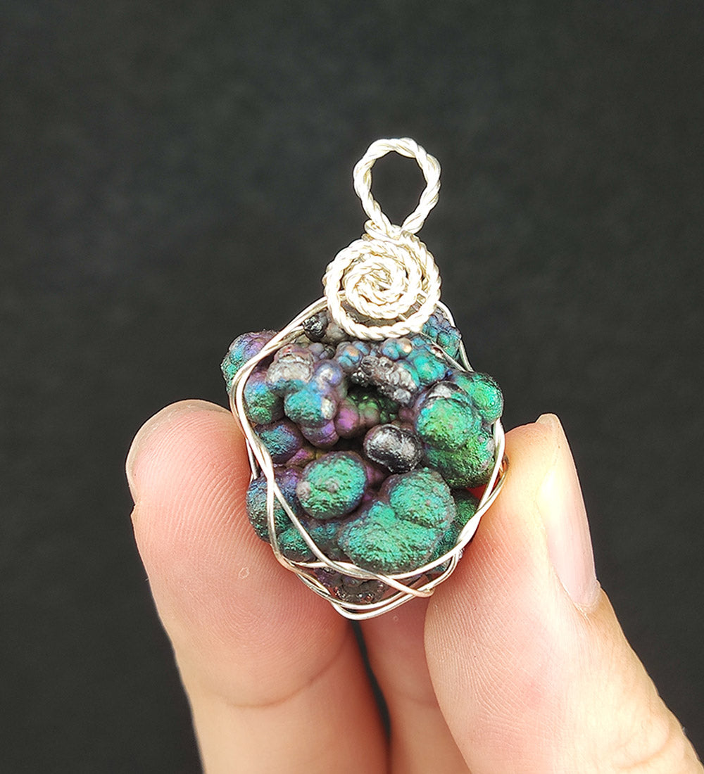 | Goethite Pendant Copper Wire Wrapped Gemstone Pendant | COLOUR: green, silver, purple | 100% natural color |