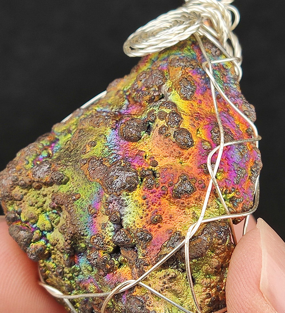 | Goethite Pendant Copper Wire Wrapped Gemstone Pendant | COLOUR: Gold x Pink x Green x Orange | 100% natural color |
