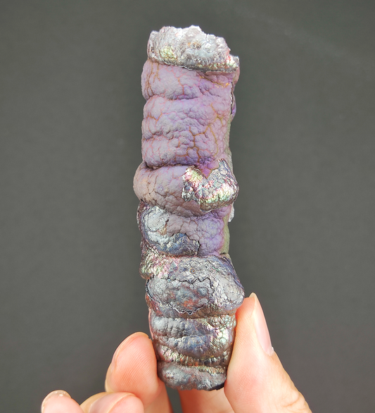 | Goethite Pillar(8.7cm) | Top premium rare Iridescent Goethite, Turgite, Hematite, Iridescent | COLOUR: Purple, Silver | 100% natural color |