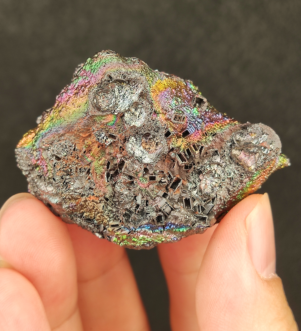 | Top premium rare Iridescent Goethite, Turgite, Hematite, Iridescent | COLOUR: Rainbow, Turgite with Gold Calcite | 100% natural color |