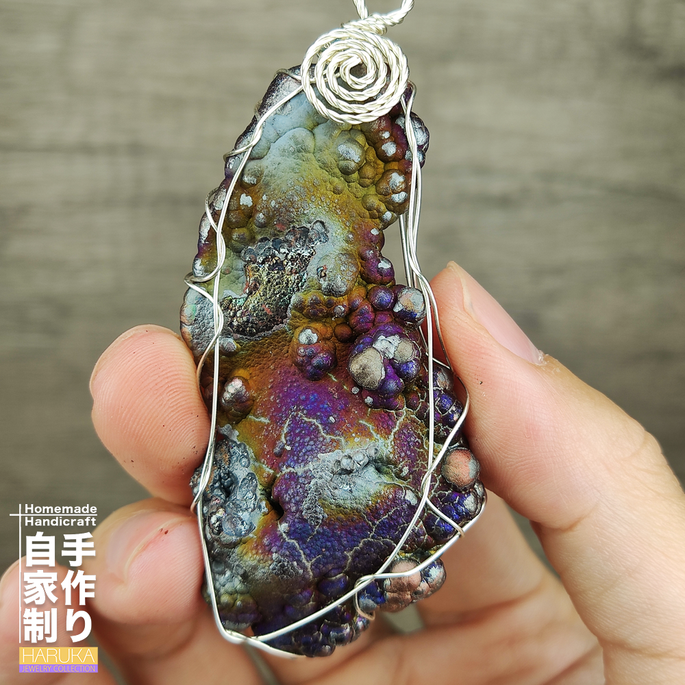 | Goethite Pendant Copper Wire Wrapped Gemstone Pendant | COLOUR: Blue, Purple | 100% natural color |