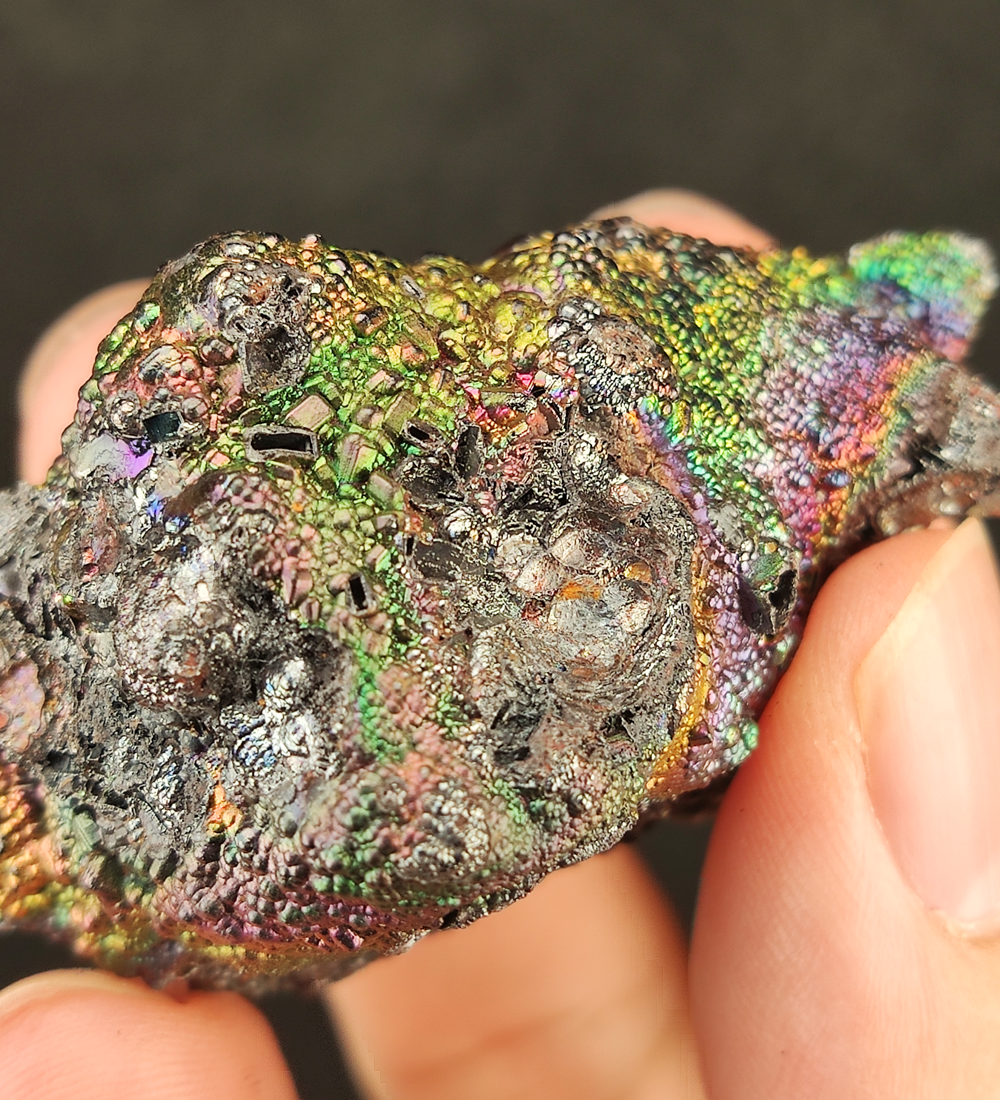 | Top premium rare Iridescent Goethite, Turgite, Hematite, Iridescent | COLOUR: Rainbow, Turgite with Gold Calcite | 100% natural color |