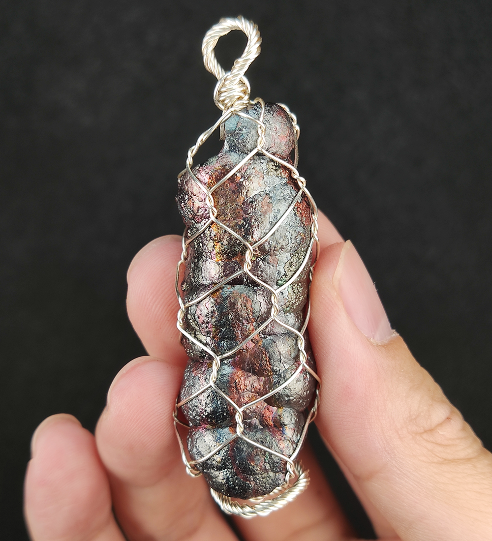 | Goethite Pillar(5.1cm) | Goethite Pendant Copper Wire Wrapped Gemstone Pendant | COLOUR: Orange, Silver | 100% natural color |