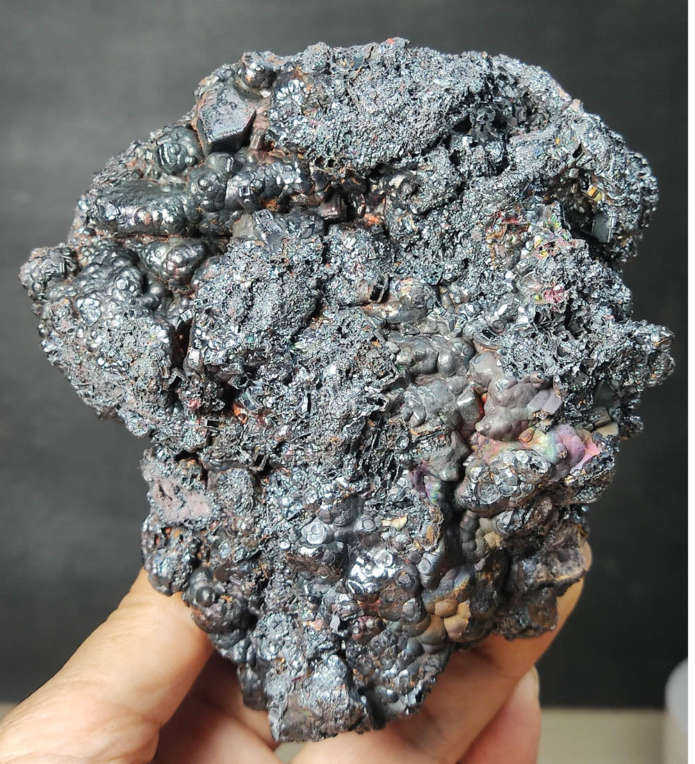 | Top premium rare Iridescent Goethite, Turgite, Hematite, Iridescent | COLOUR: Silver black ,Turgite with black Calcite | 100% natural color |
