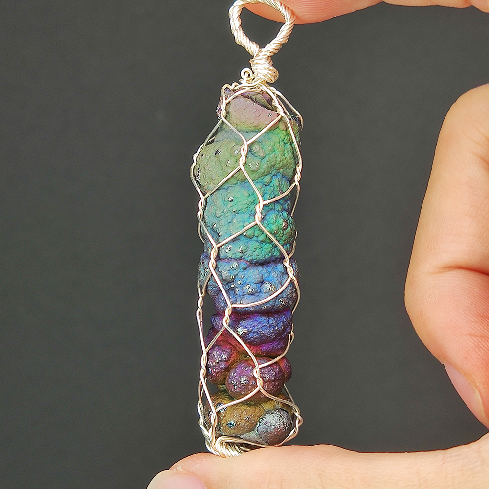 | Goethite Pillar(5cm) | Goethite Pendant Copper Wire Wrapped Gemstone Pendant | COLOUR: Rainbow | 100% natural color |