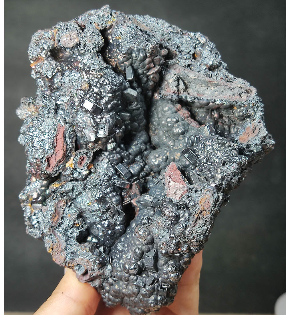| Top premium rare Iridescent Goethite, Turgite, Hematite, Iridescent | COLOUR: Silver black ,Turgite with black Calcite | 100% natural color |