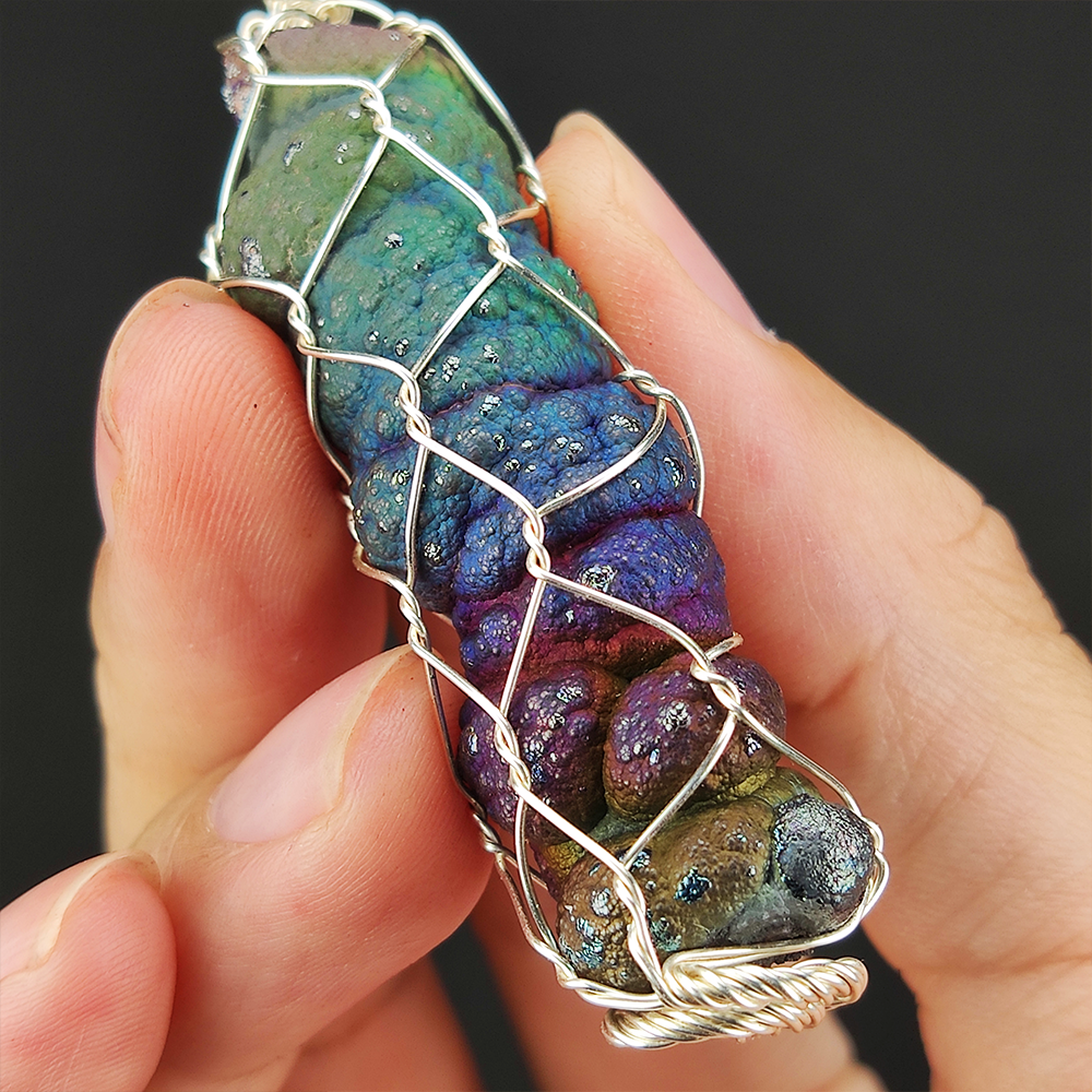 | Goethite Pillar(5cm) | Goethite Pendant Copper Wire Wrapped Gemstone Pendant | COLOUR: Rainbow | 100% natural color |