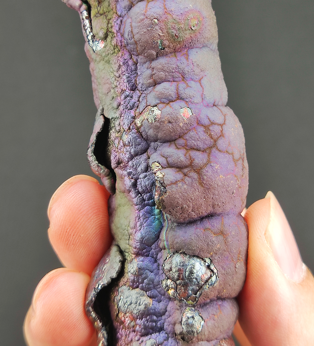 | Goethite Pillar(8.7cm) | Top premium rare Iridescent Goethite, Turgite, Hematite, Iridescent | COLOUR: Purple, Silver | 100% natural color |