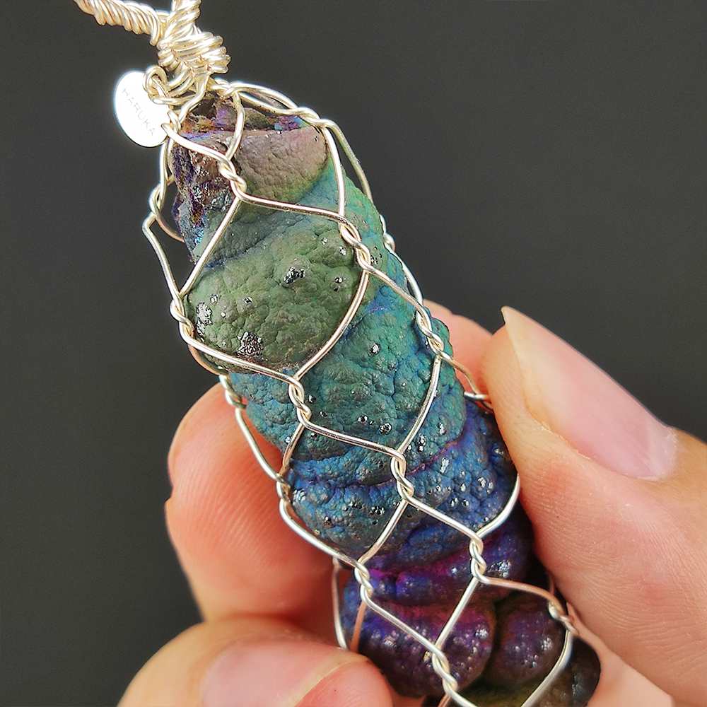 | Goethite Pillar(5cm) | Goethite Pendant Copper Wire Wrapped Gemstone Pendant | COLOUR: Rainbow | 100% natural color |