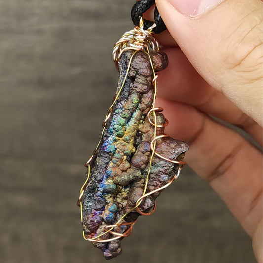 | Goethite Pendant Copper Wire Wrapped Gemstone Pendant | COLOUR: Purple, gold, blue | 100% natural color |