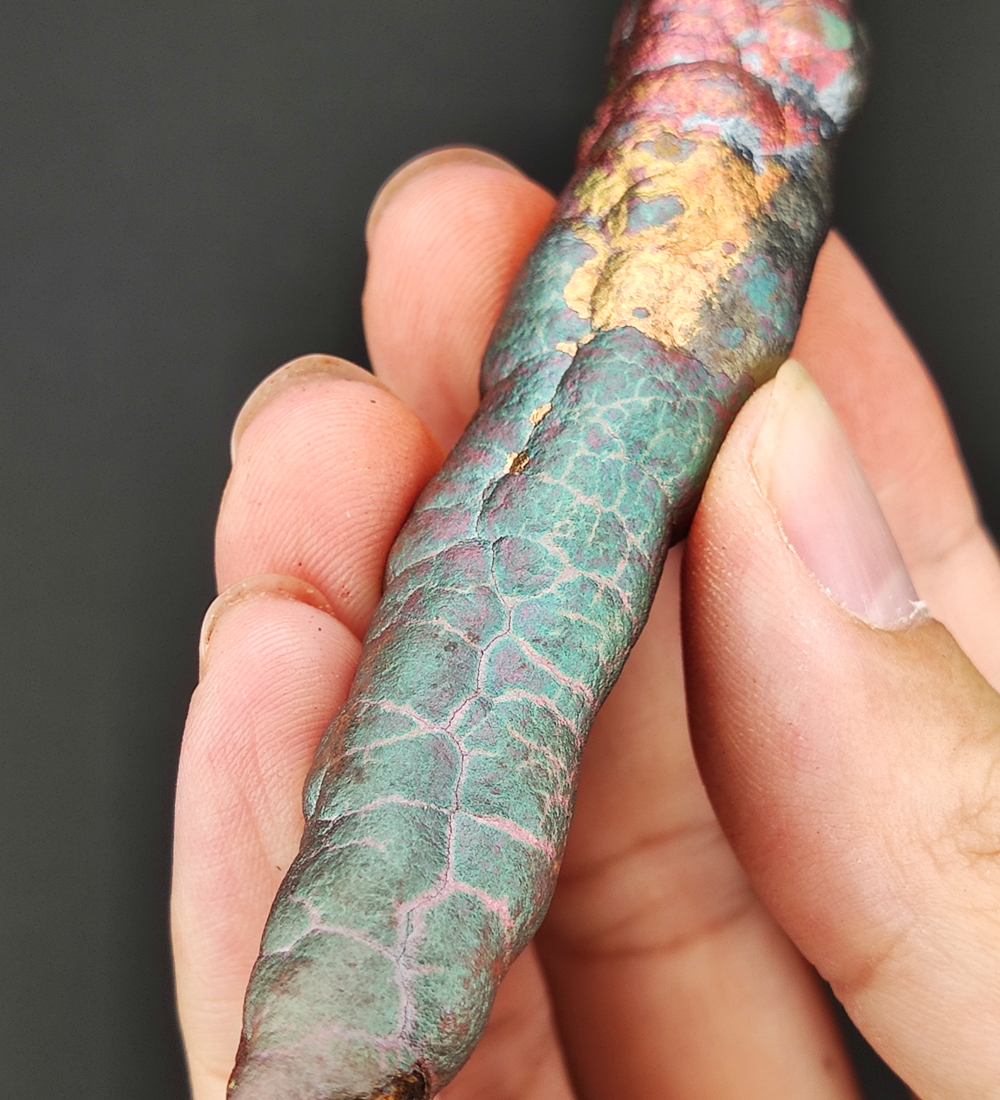 | Goethite Pillar(8.7cm) | Top premium rare Iridescent Goethite, Turgite, Hematite, Iridescent | COLOUR: Rainbow, Silver, Gold | 100% natural color |