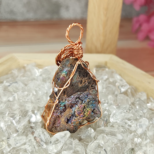 | Goethite Pendant Copper Wire Wrapped Gemstone Pendant | COLOUR: Gold,purple, blue | 100% natural color |