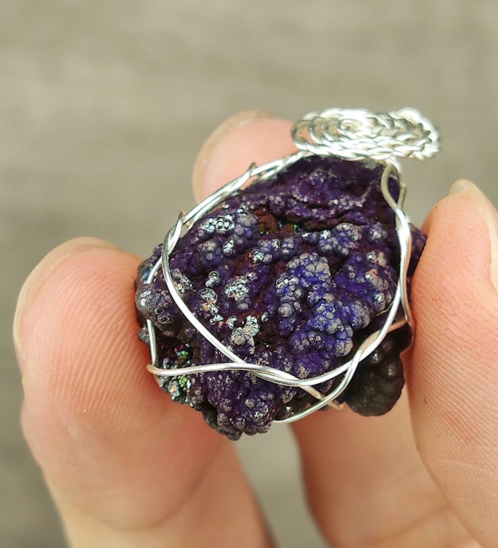 | Goethite Pendant Copper Wire Wrapped Gemstone Pendant | COLOUR: Purple, Silver | 100% natural color |
