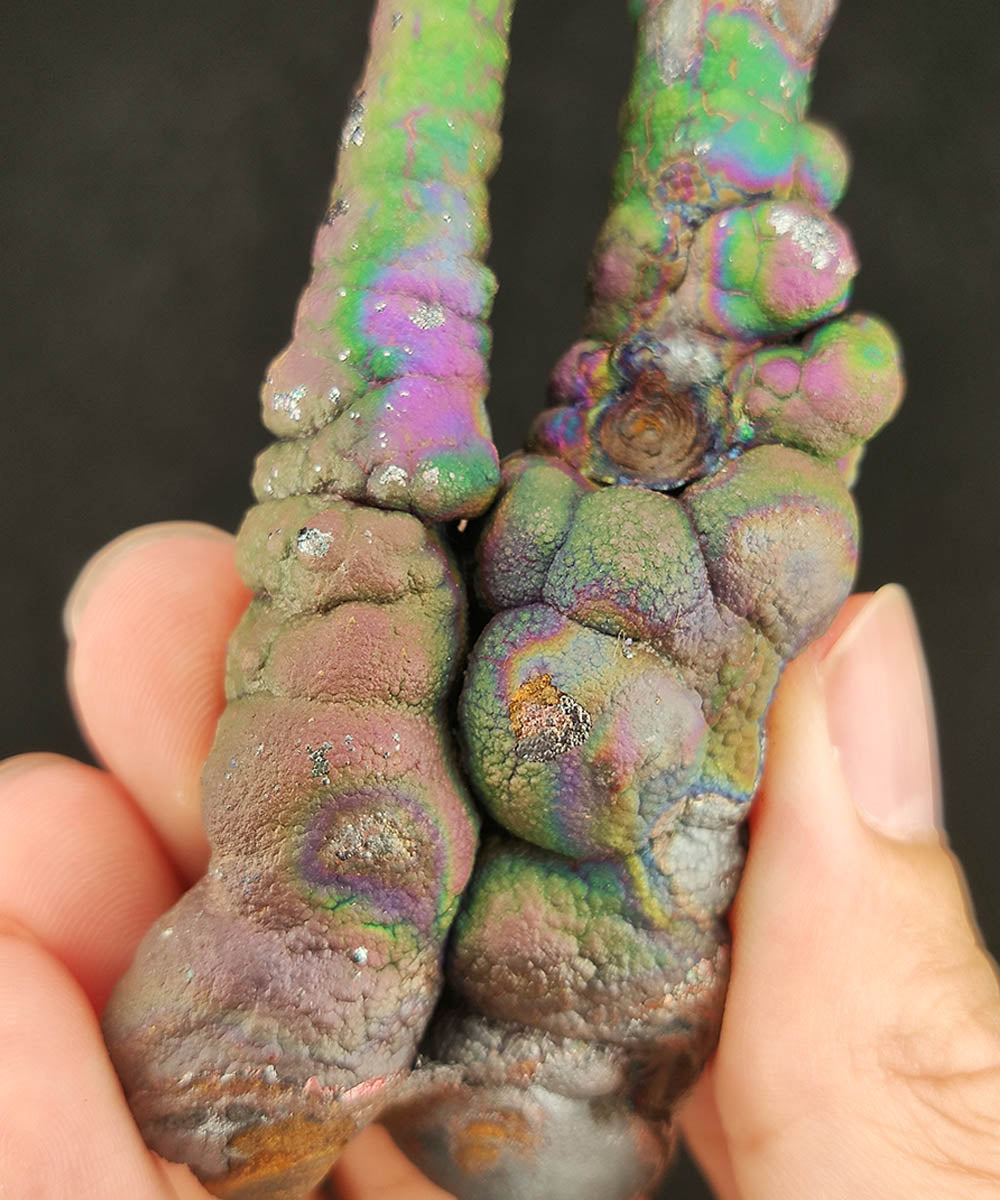 | Goethite Pillar(9cm) | Top premium rare Iridescent Goethite, Turgite, Hematite, Iridescent | COLOUR: Purple, Green | 100% natural color |