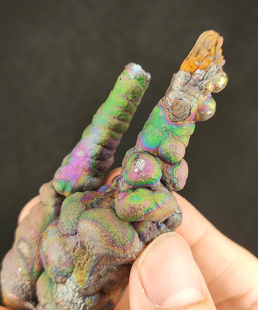 | Goethite Pillar(9cm) | Top premium rare Iridescent Goethite, Turgite, Hematite, Iridescent | COLOUR: Purple, Green | 100% natural color |