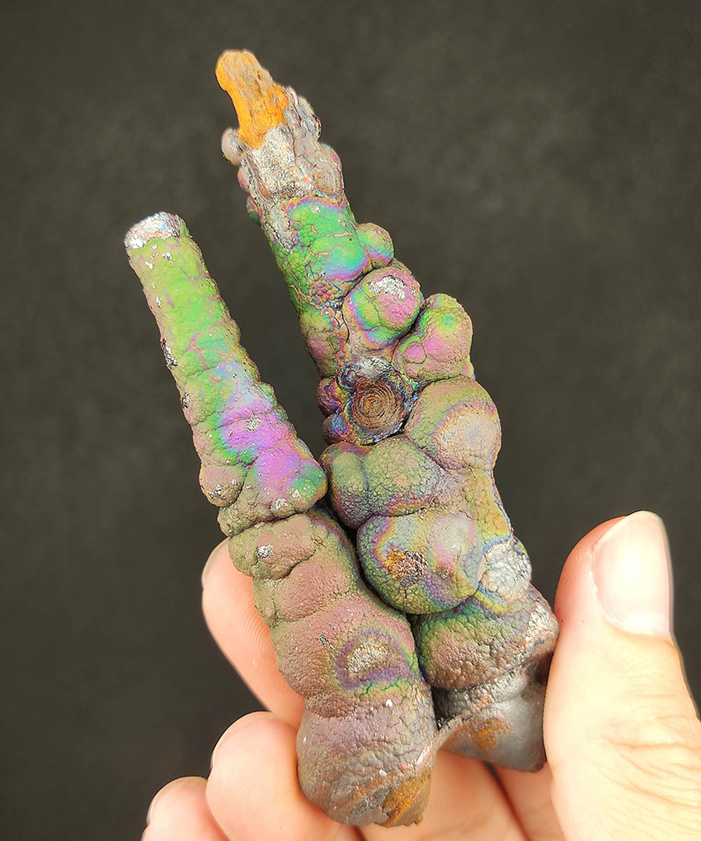 | Goethite Pillar(9cm) | Top premium rare Iridescent Goethite, Turgite, Hematite, Iridescent | COLOUR: Purple, Green | 100% natural color |