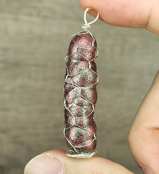 | Goethite Pillar(4.5cm) | Goethite Pendant Copper Wire Wrapped Gemstone Pendant | COLOUR: silver, pink, Green | 100% natural color |
