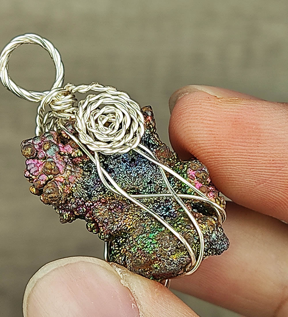 | Goethite Pendant Copper Wire Wrapped Gemstone Pendant | COLOUR: Gold, Purple, Pink | 100% natural color |