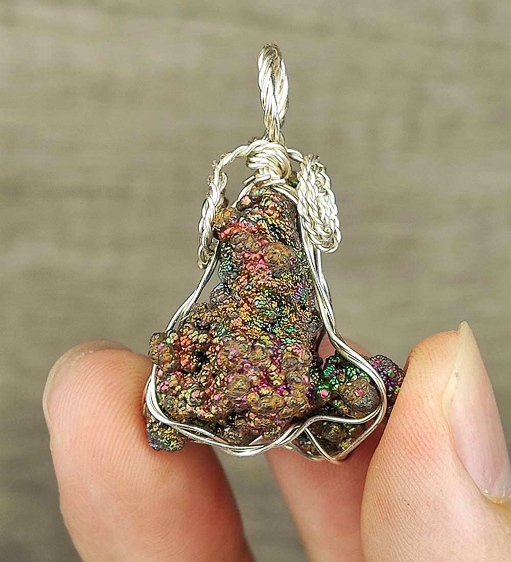 | Goethite Pendant Copper Wire Wrapped Gemstone Pendant | COLOUR: Gold, Purple, Pink | 100% natural color |