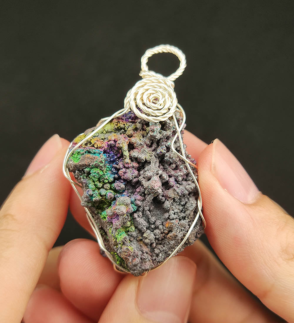 | Goethite Pendant Copper Wire Wrapped Gemstone Pendant | COLOUR: Gold,Turgite with White Quartz,Crystal | 100% natural color |