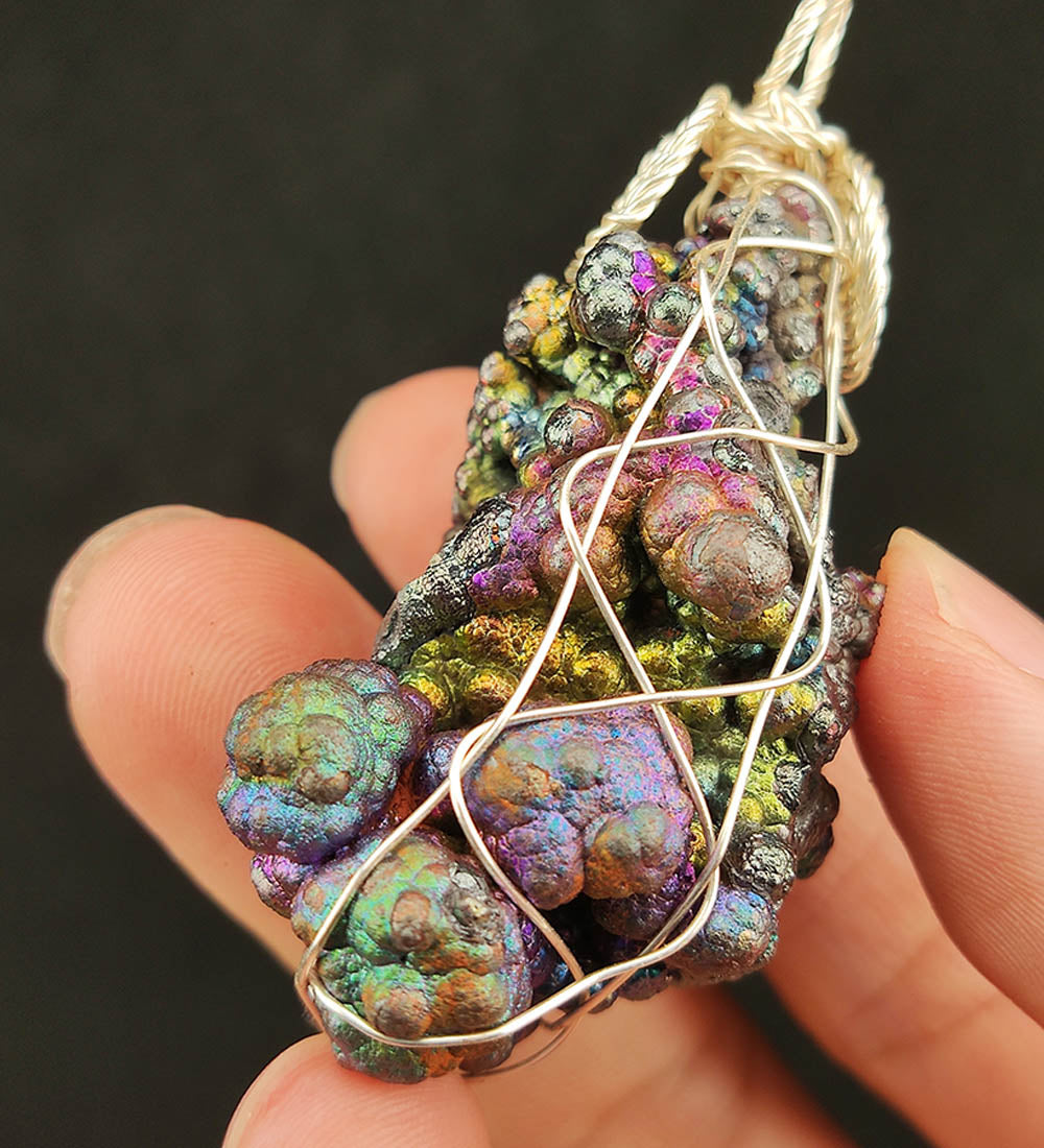 | Goethite Pendant Copper Wire Wrapped Gemstone Pendant | COLOUR: Green, Silver, Blue, Purple, Gold | 100% natural color |