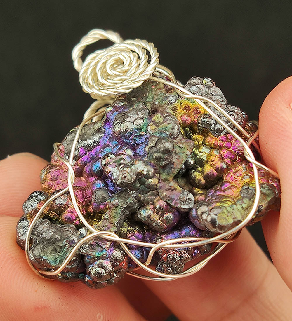 | Goethite Pendant Copper Wire Wrapped Gemstone Pendant | COLOUR: Blue, Purple, Gold, Pink | 100% natural color |