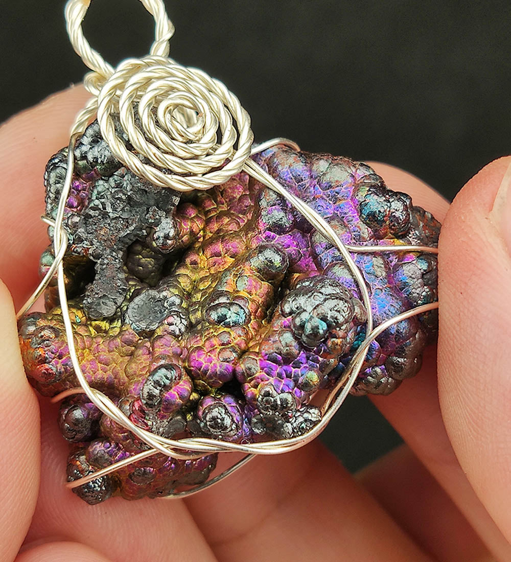 | Goethite Pendant Copper Wire Wrapped Gemstone Pendant | COLOUR: Blue, Purple, Gold, Pink | 100% natural color |