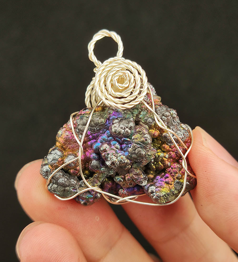 | Goethite Pendant Copper Wire Wrapped Gemstone Pendant | COLOUR: Blue, Purple, Gold, Pink | 100% natural color |