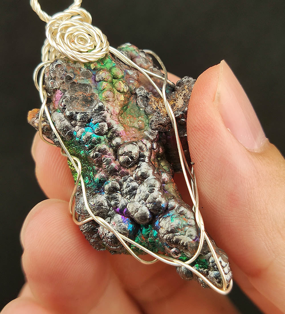 | Goethite Pendant Copper Wire Wrapped Gemstone Pendant | COLOUR: Gold, Blue, Silver, Green | 100% natural color |