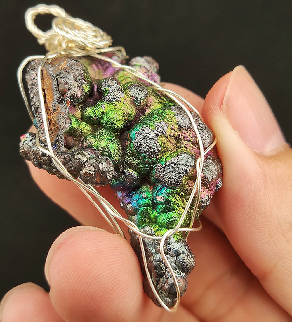 | Goethite Pendant Copper Wire Wrapped Gemstone Pendant | COLOUR: Gold, Blue, Silver, Green | 100% natural color |