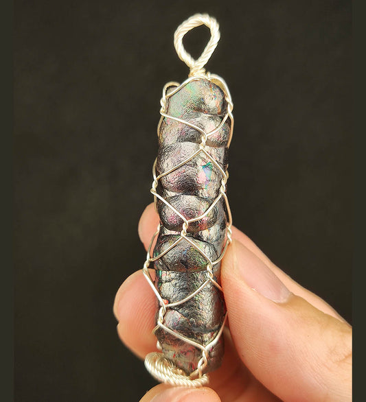 | Goethite Pillar(5cm) | Goethite Pendant Copper Wire Wrapped Gemstone Pendant | COLOUR: Rainbow| 100% natural color |