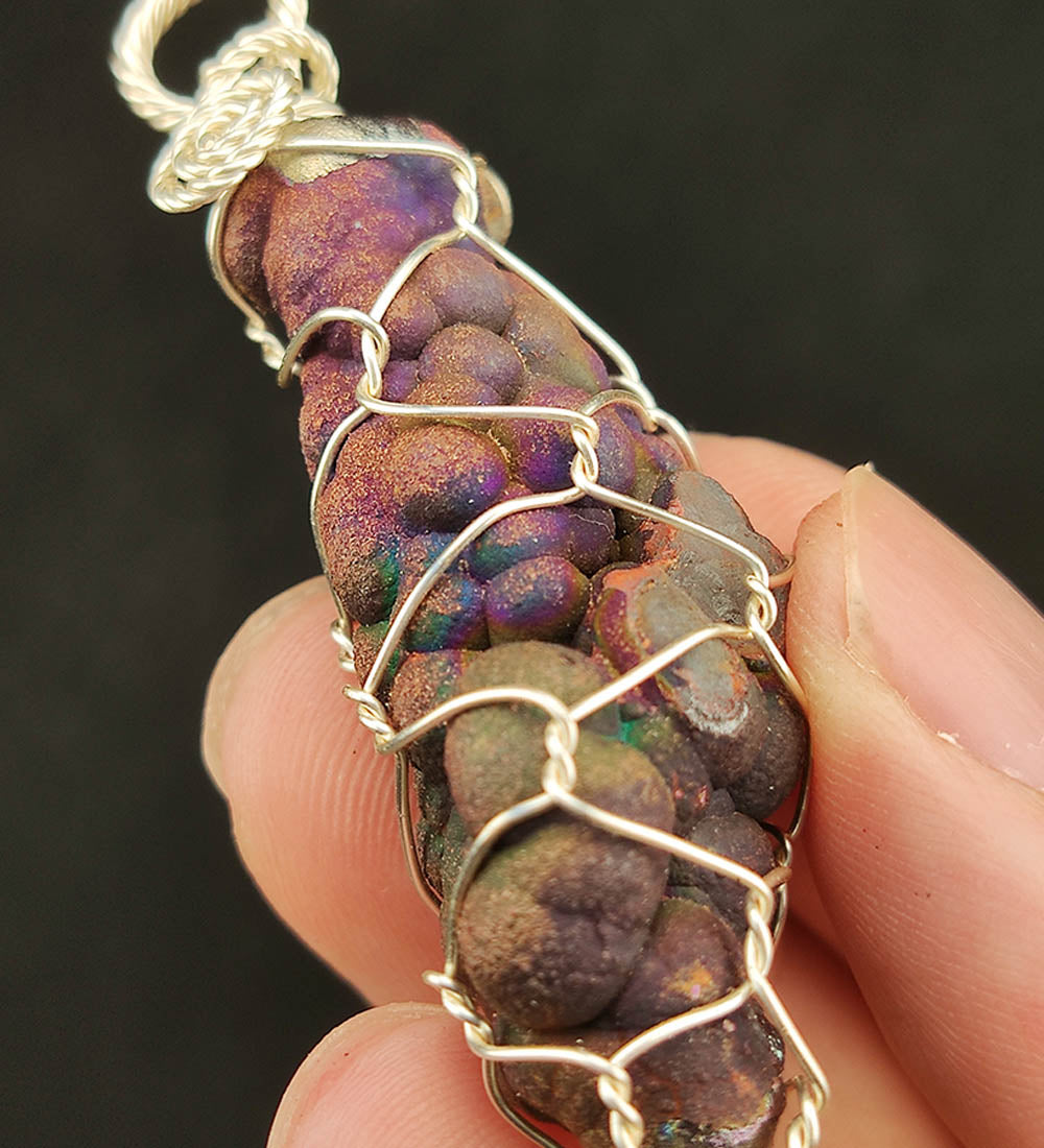 | Goethite Pillar(4cm) | Goethite Pendant Copper Wire Wrapped Gemstone Pendant | COLOUR: Purple | 100% natural color |