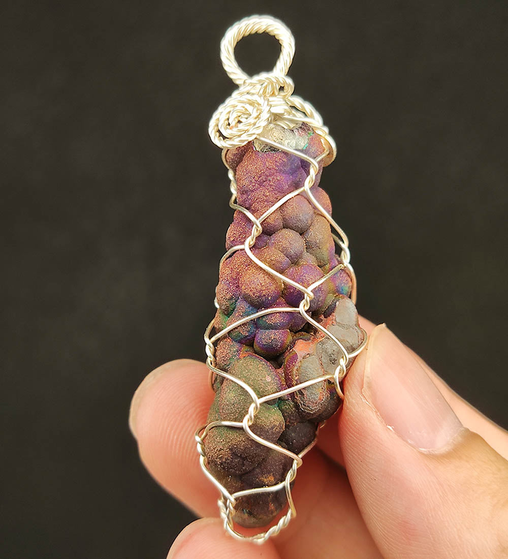 | Goethite Pillar(4cm) | Goethite Pendant Copper Wire Wrapped Gemstone Pendant | COLOUR: Purple | 100% natural color |